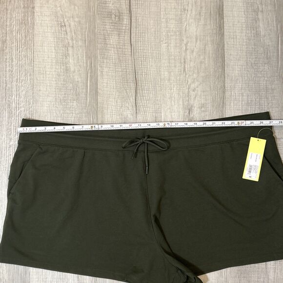 All in Motion Women's 4X Olive Green Frech Terry Side Pockets Drawstring Shorts - Picture 11 of 16